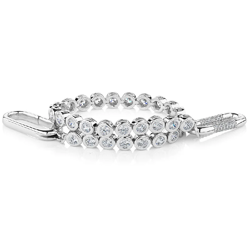 Ladies bracelets for rhyme elegance -Statement bracelet with 3.72 carats* of diamond simulants in sterling silver