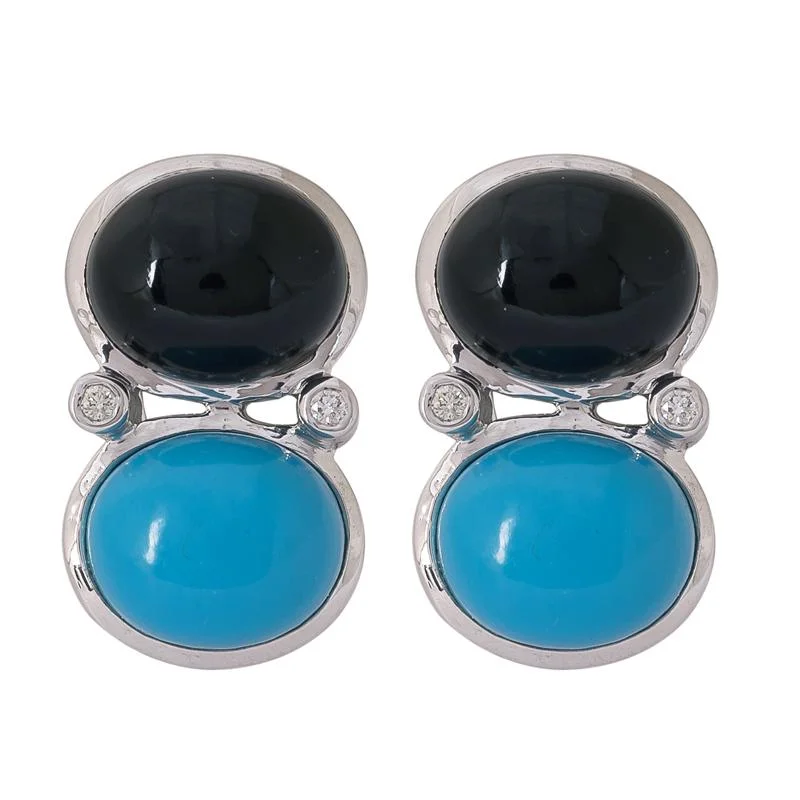 ladies-infinity-tassel-earrings-Earrings- Black Onyx, Turquoise and Diamond  (273DS)