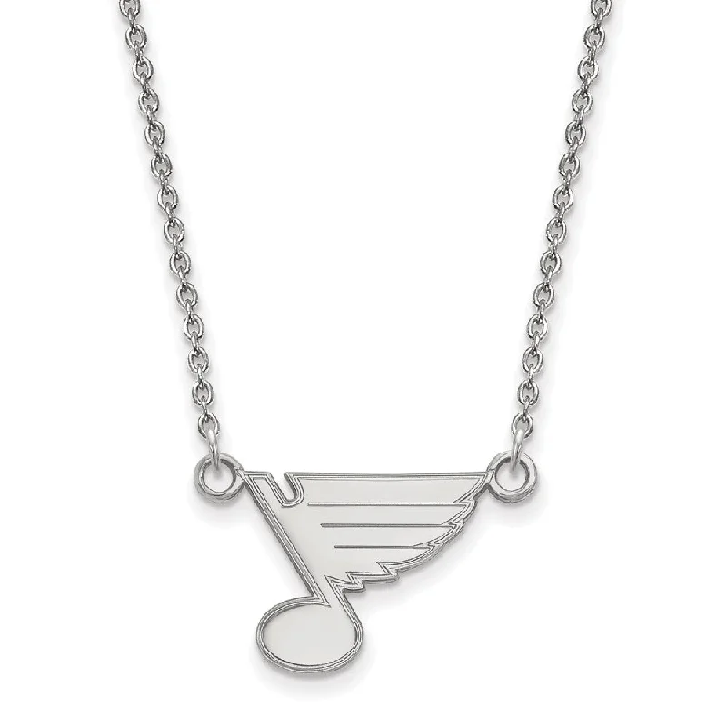 Ladies necklaces artsy charm -14k White Gold NHL St. Louis Blues Small Necklace, 18 Inch