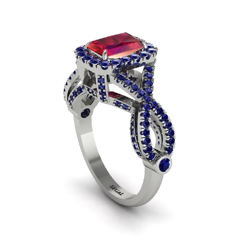 engagement-sapphire-two-tone-rings-Ruby  Halo Radiant Splendor Engagement Ring - Kaylani No. 72