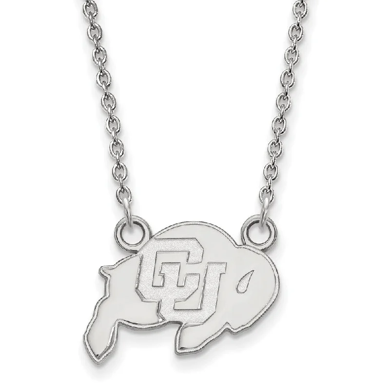 Ladies necklaces with fin pendants -Sterling Silver U of Colorado Small CU Buffalo Pendant Necklace