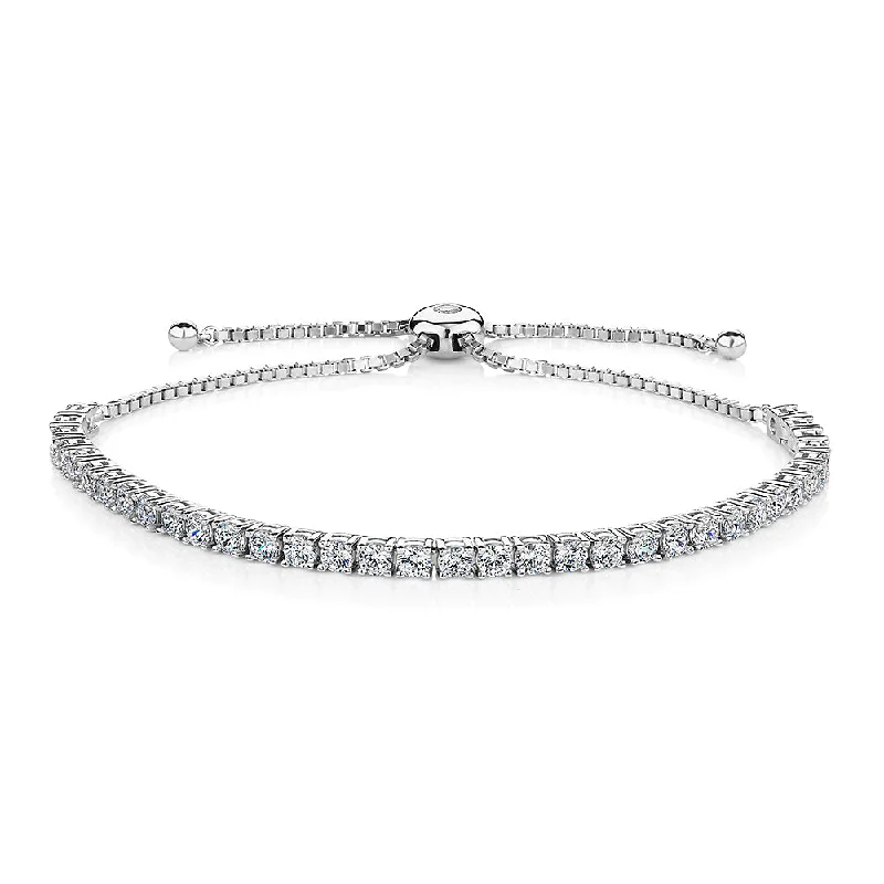 Ladies bracelets personalized flair -Slider bracelet with 3.85 carats* of diamond simulants in sterling silver