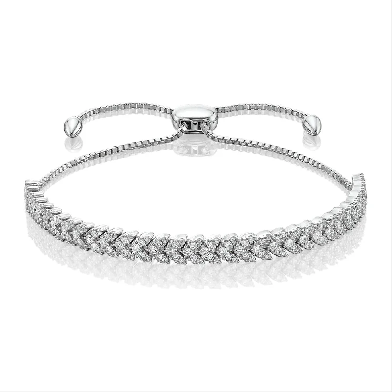 Ladies bracelets for rural charm -Slider bracelet with 1.44 carats* of diamond simulants in sterling silver