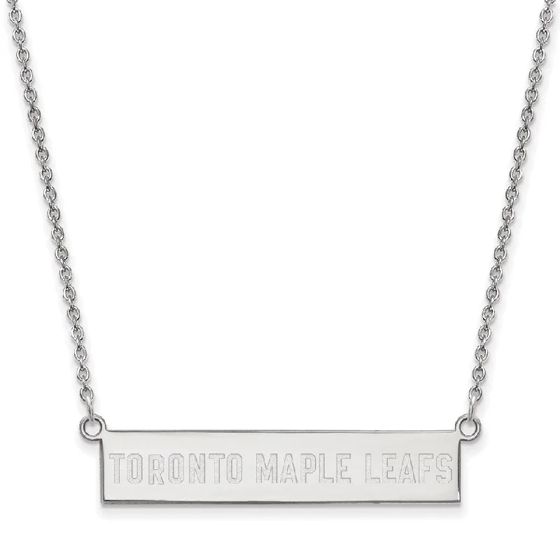 Ladies necklaces with scripted initials -Sterling Silver NHL Maple Leafs Small Bar Necklace, 18 In