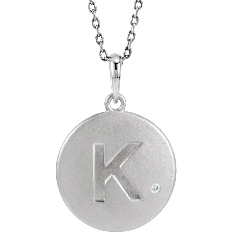 Ladies necklaces faint elegance -The Emma Sterling Silver Diamond Block Initial K Disc Necklace, 18 In.