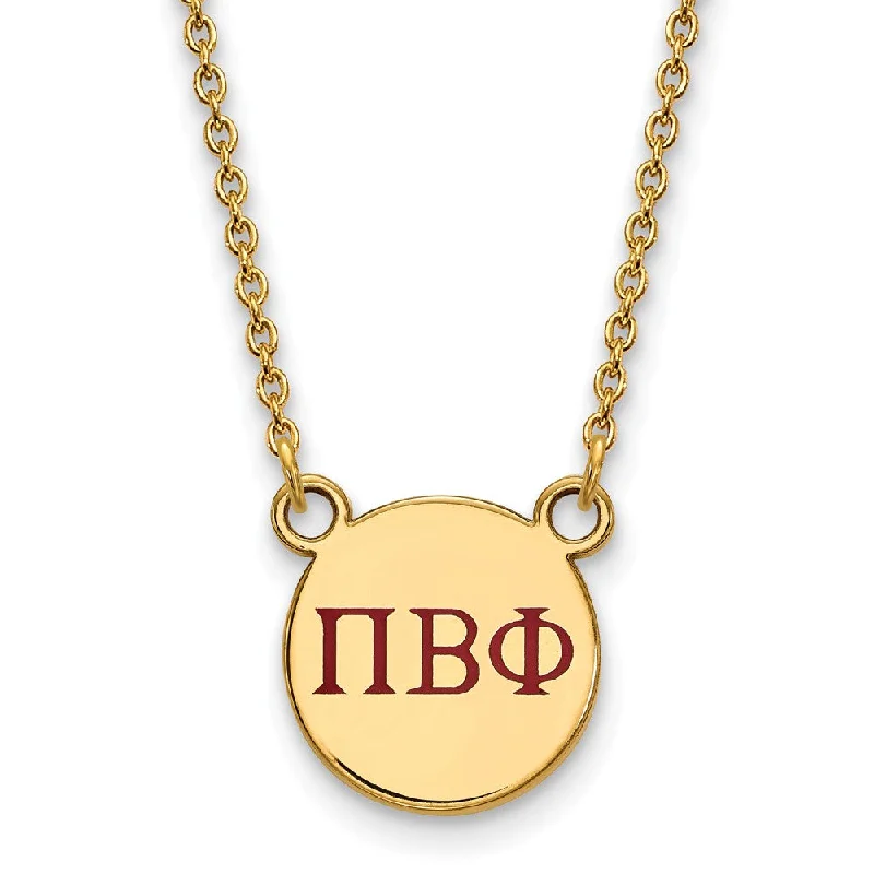 Ladies necklaces for trade vibes -14K Plated Silver Pi Beta Phi Small Red Enamel Greek Letters Necklace