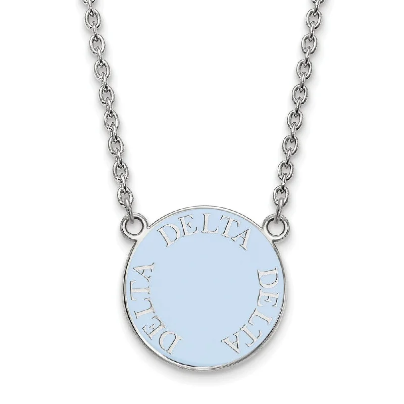 Ladies necklaces muted hues -Sterling Silver Delta Delta Delta Large Enamel Disc Necklace