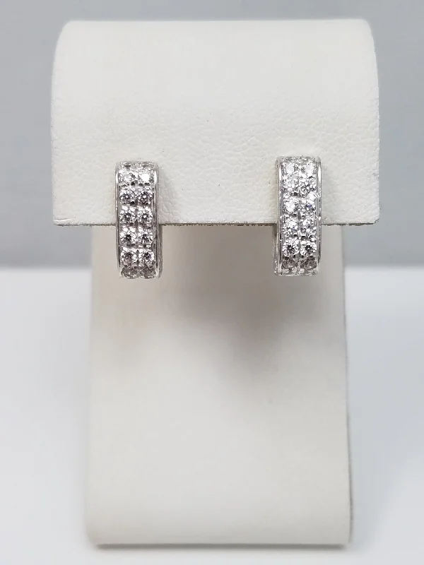 ladies-cross-ear-wrap-earrings-Petite 18k White Gold Natural Diamond Huggie Hoop Earrings