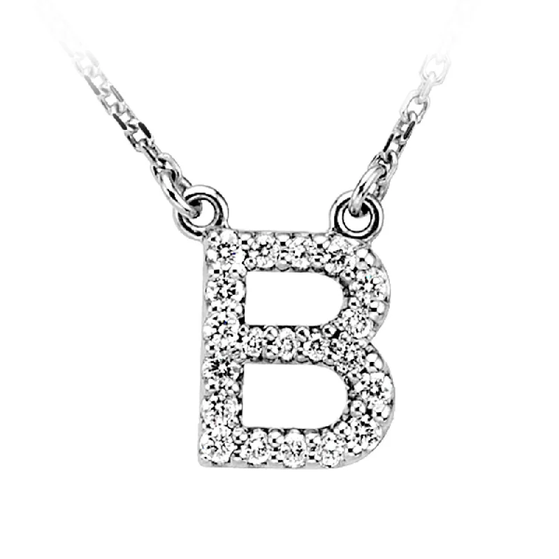 Ladies necklaces with lunar pendants -1/6 Cttw Diamond & 14k White Gold Block Initial Necklace, Letter B