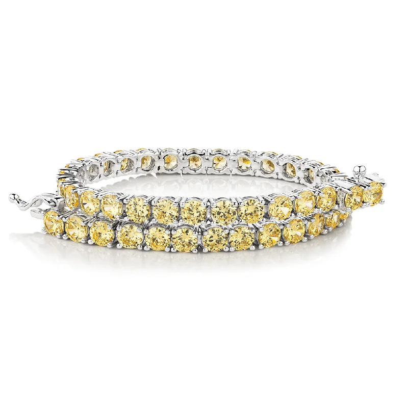 Ladies bracelets for brunch elegance -Round Brilliant tennis bracelet with 11 carats* of diamond simulants in sterling silver