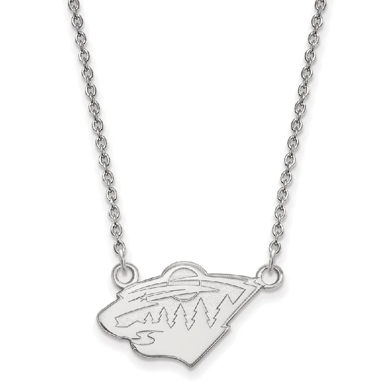 Ladies necklaces for promise charm -14k White Gold NHL Minnesota Wild Small Necklace, 18 Inch