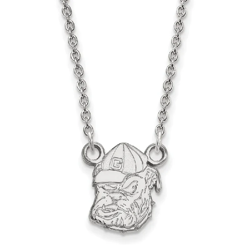 Ladies necklaces with antler pendants -10k White Gold U of Georgia Small Bulldog Pendant Necklace