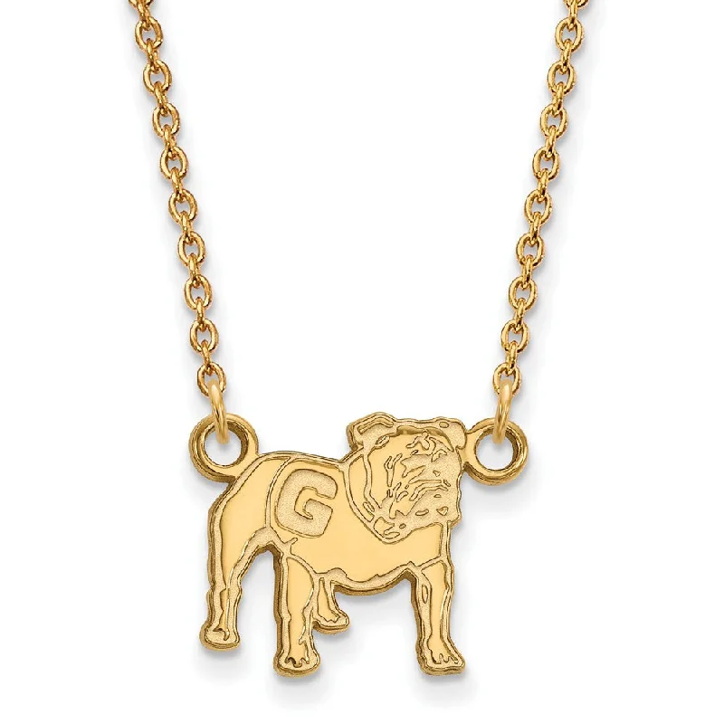 Ladies necklaces for reunion charm -10k Yellow Gold U of Georgia Standing Bulldog Pendant Necklace