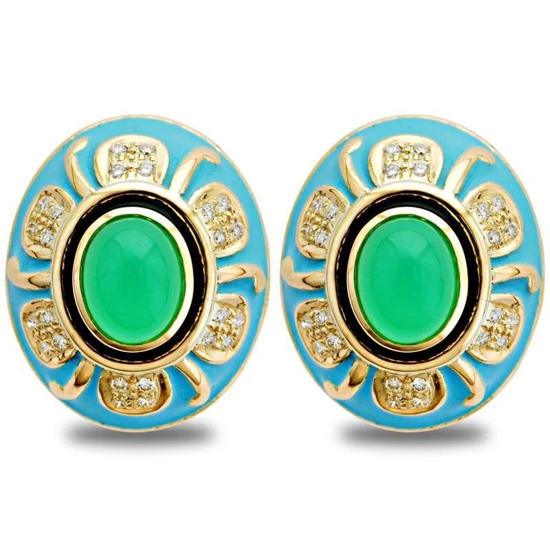 ladies-trendy-pearl-earrings-Earrings-Chrysoprase and Diamond (Enamel)  (2020D)