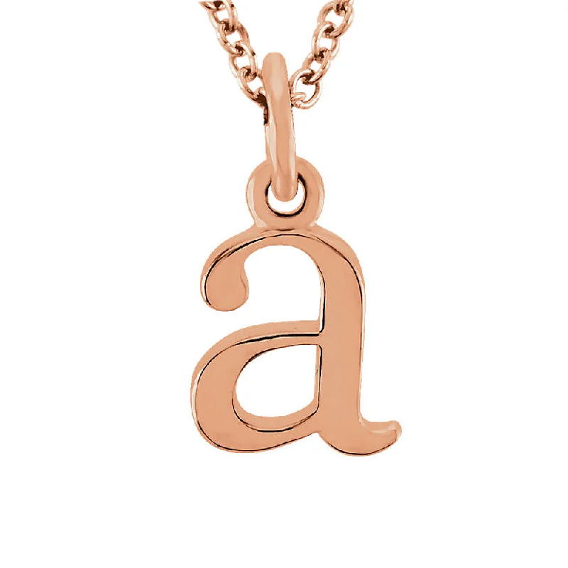 Ladies necklaces sustainable flair -The Abbey Lower Case Initial 'a' Necklace in 14k Rose Gold, 16 Inch