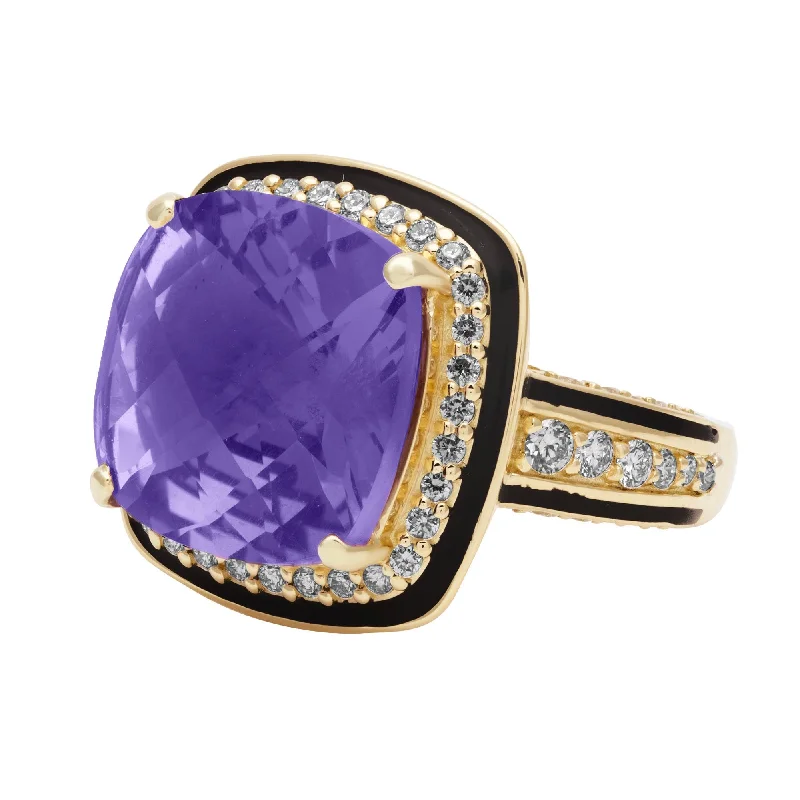 ladies-ruby-shank-rings-Ring - Amethyst And  Diamond (enamel) (2395C)