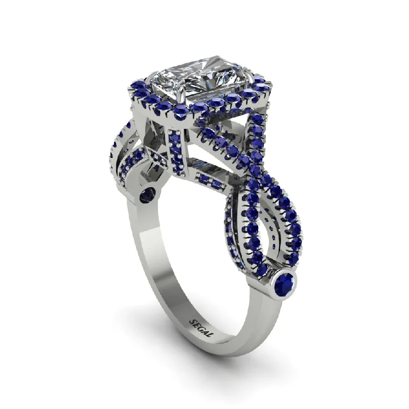 engagement-radiant-cut-sapphire-rings-Diamond  Halo Radiant Splendor Engagement Ring - Kaylani No. 63