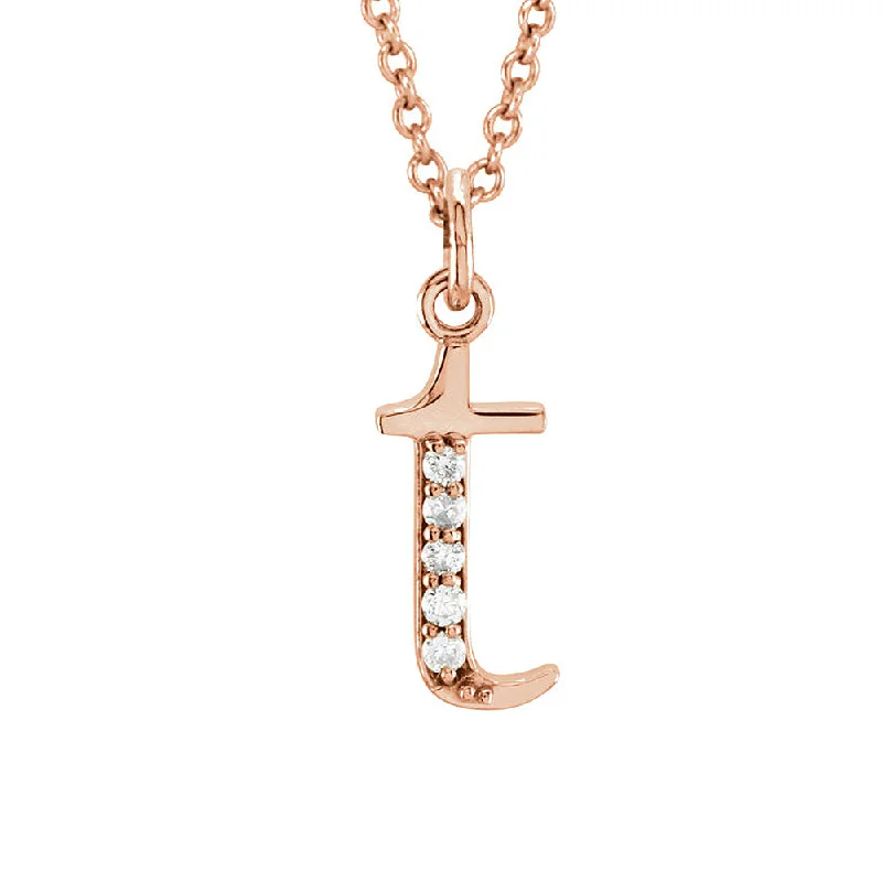 Ladies necklaces chic flair -The Abbey 14k Rose Gold Diamond Lower Case Initial 't' Necklace 16 In