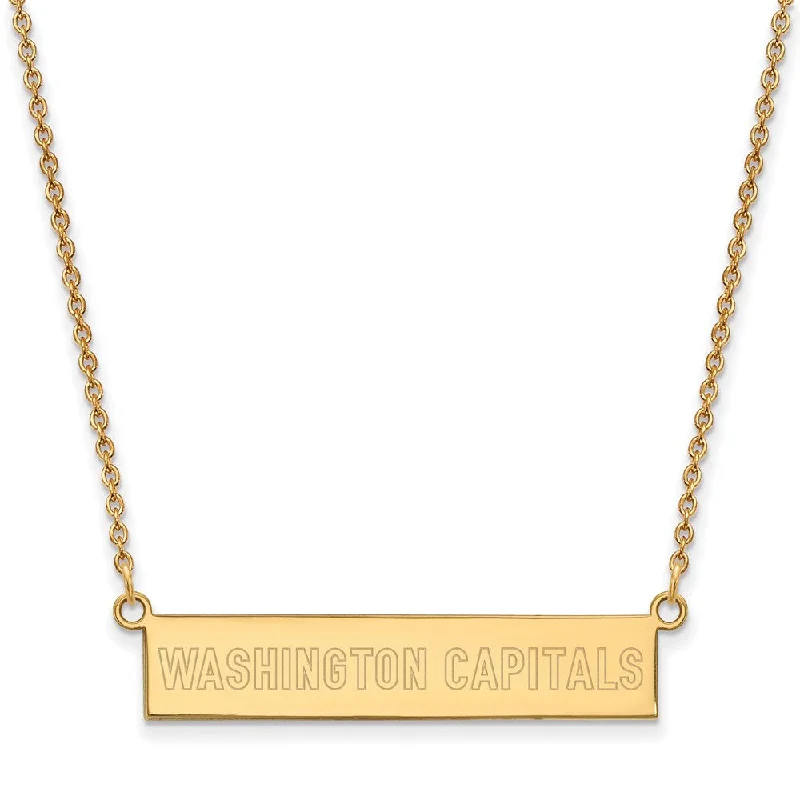 Ladies necklaces with comet elegance -SS 14k Yellow Gold Plated NHL Capitals SM Bar Necklace, 18 Inch