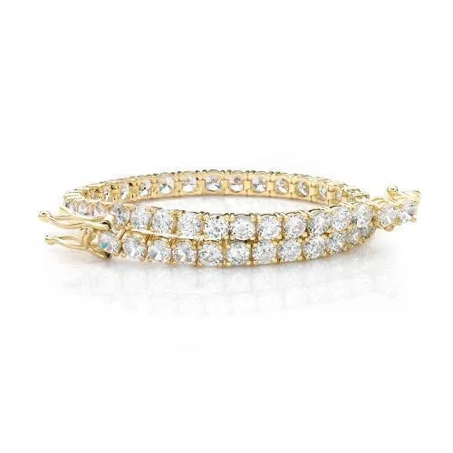 Ladies bracelets for gallery elegance -Round Brilliant tennis bracelet with 9.52 carats* of diamond simulants in 10 carat yellow gold