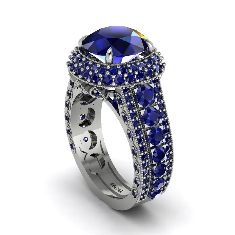 engagement-radiant-cut-sapphire-rings-Sapphire Radiant Majesty Pave Engagement Ring - Cataleya No. 75