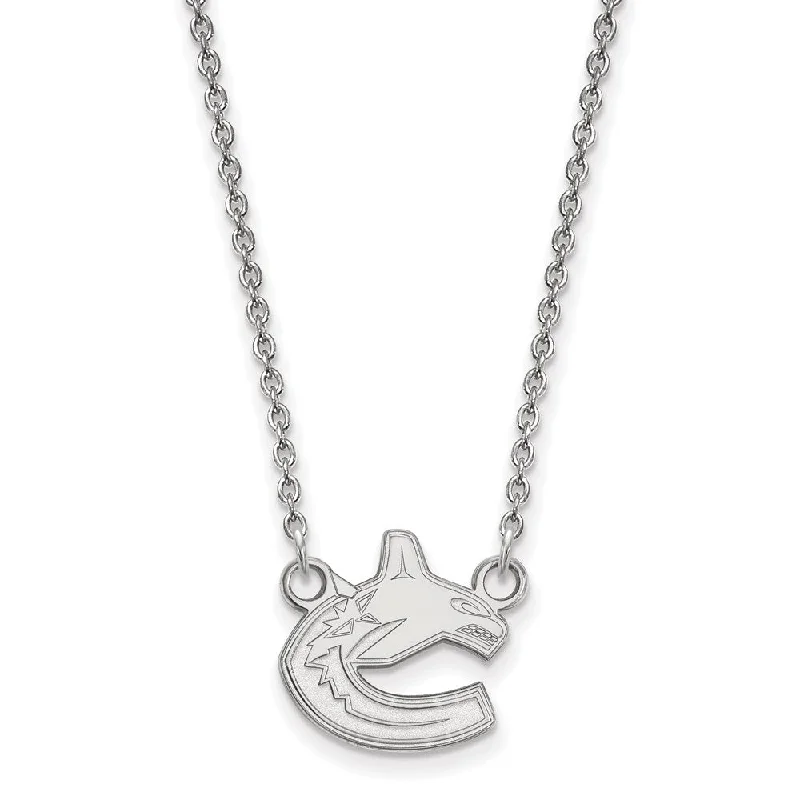 Ladies necklaces with woof pendants -10k White Gold NHL Vancouver Canucks Small Necklace, 18 Inch