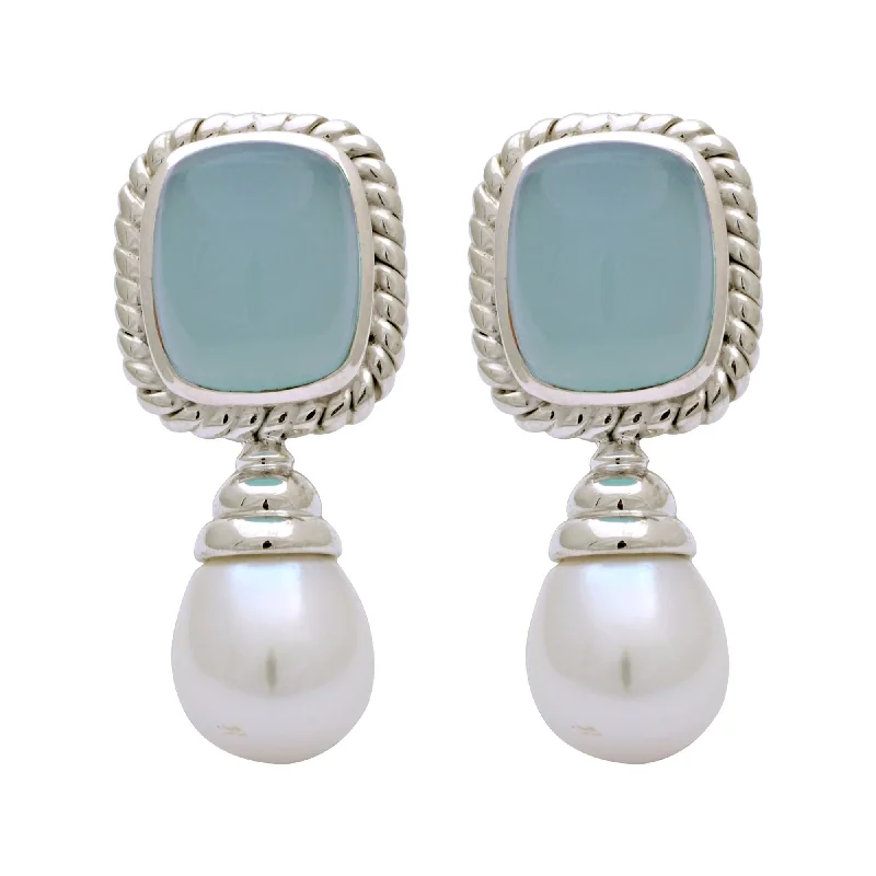 ladies-infinity-chain-link-earrings-Earrings- Chalcedony And S.S. Pearl (136FS)