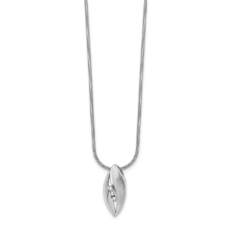 Ladies necklaces with golden citrine -3 Stone Diamond Marquise Necklace in Rhodium Plated Silver, 18-20 Inch