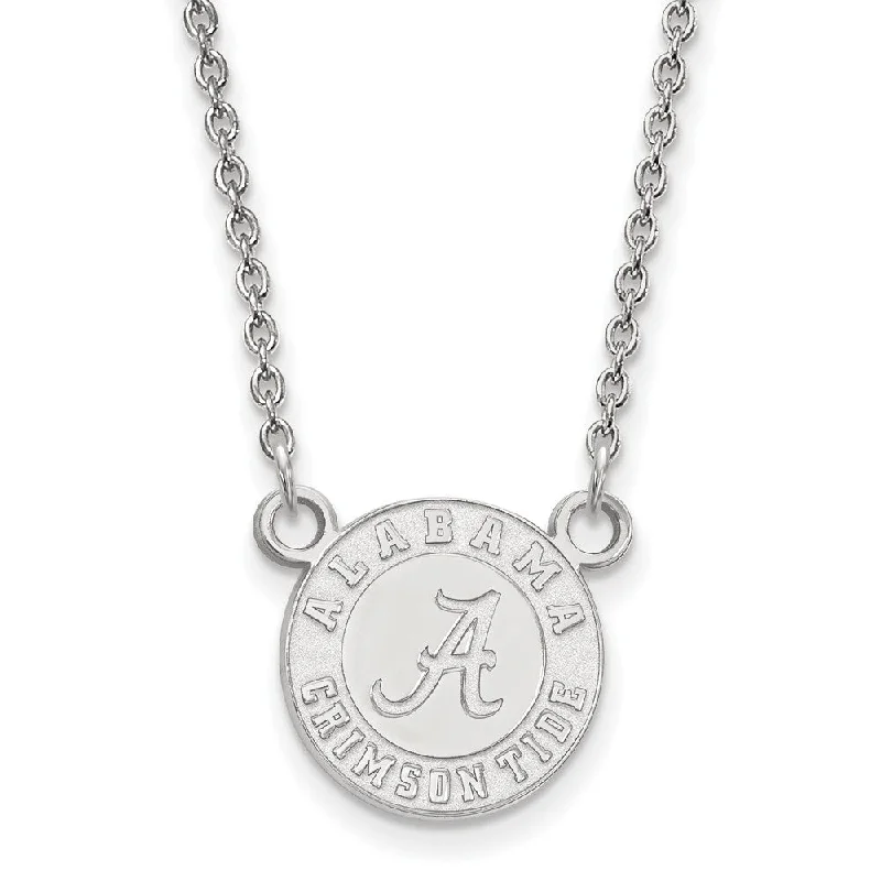 Ladies necklaces high-end flair -Sterling Silver U of Alabama Sm Crimson Tide Disc Necklace