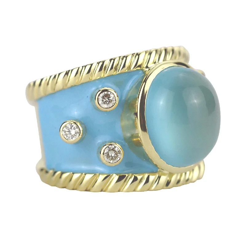 ladies-marquise-cut-gold-rings-Repair - Ring - Chalcedony and Diamond  in 18K Gold (2269C)