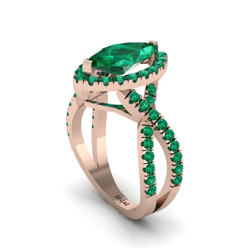 engagement-vintage-rose-gold-rings-Emerald Marquise Split Shank Engagement Ring - Carly No. 20