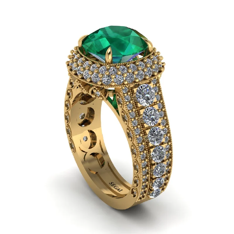 engagement-modern-rose-gold-rings-Emerald Radiant Majesty Pave Engagement Ring - Cataleya No. 4