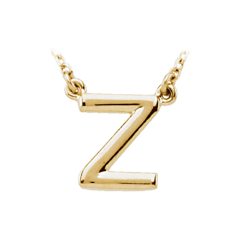 Ladies necklaces with pink coral -14K Yellow Gold, Kendall Collection, Block Initial Z Necklace, 16 Inch