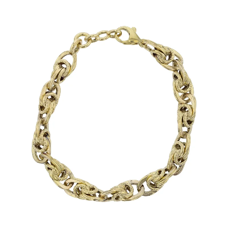 Ladies bracelets with knot elegance -14K Yellow Gold 7-Inch Twisted Link Bracelet