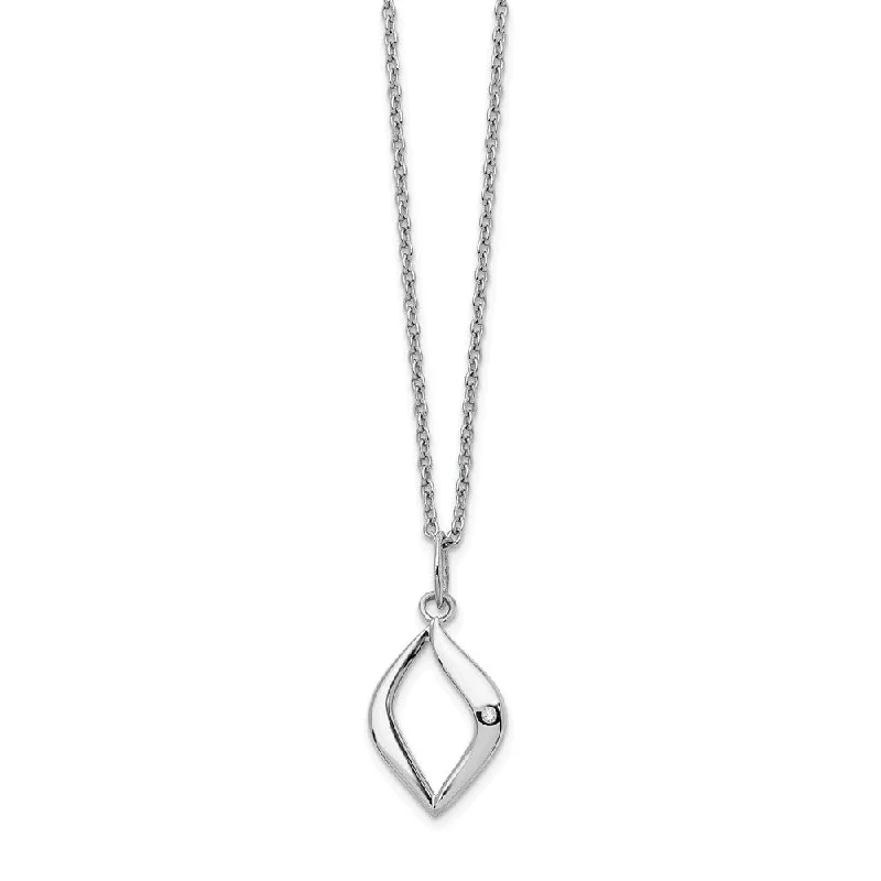 Ladies necklaces trendy flair -Marquise Diamond Necklace in Rhodium Plated Silver, 18-20 Inch