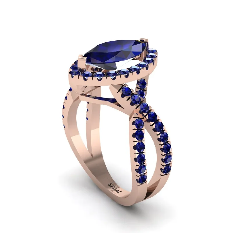 engagement-infinity-rose-gold-rings-Sapphire Marquise Split Shank Engagement Ring - Carly No. 74