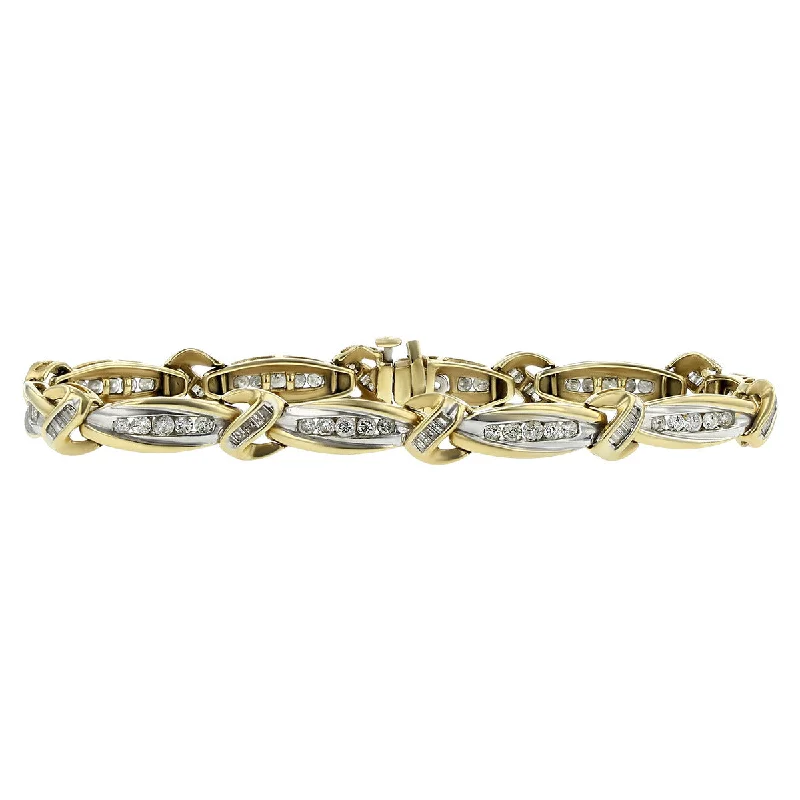 Ladies bracelets for fresh elegance -10K Yellow Gold Baguette Diamond Bracelet