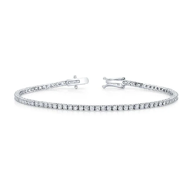 Ladies bracelets with linen threads -14K WG 1.85 Ct. Lab Grown Diamond Prong Set Tennis Bracelet 7”