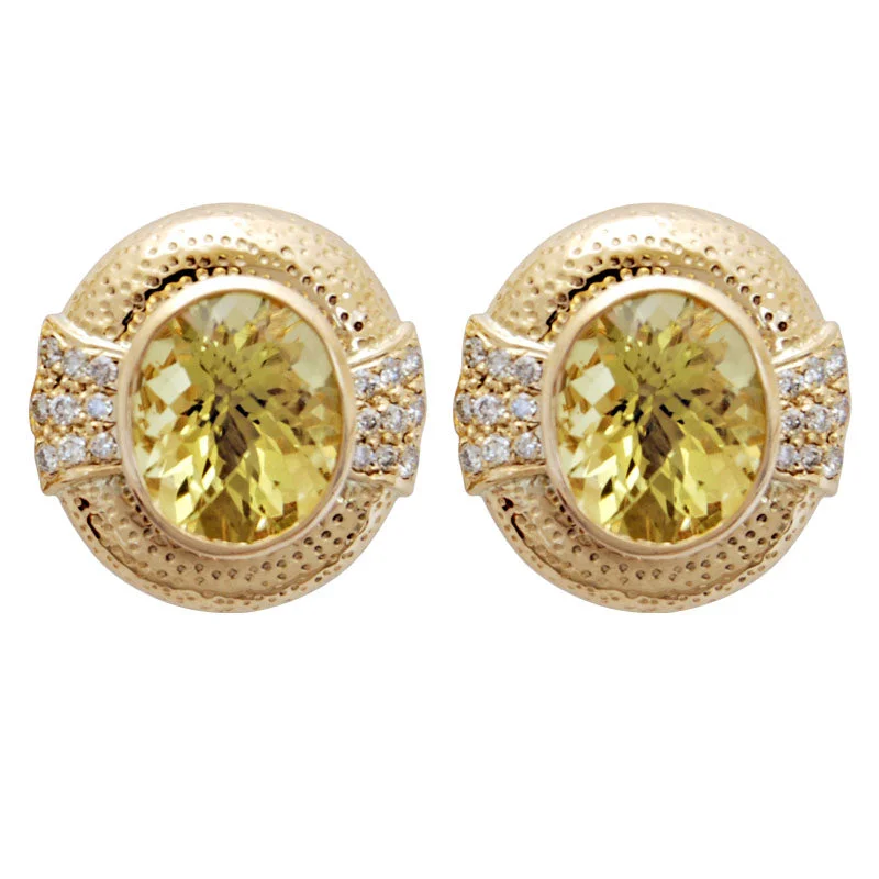 ladies-unique-rose-gold-earrings-Earrings- Lemon Quartz And Diamond (1789A)