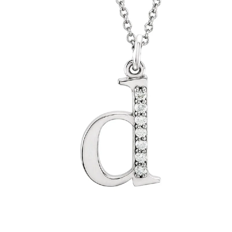 Ladies necklaces cool charm -The Abbey 14k White Gold Diamond Lower Case Initial 'd' Necklace 16 In