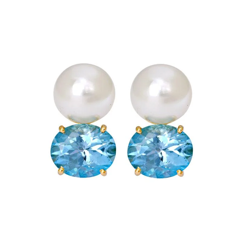 ladies-pearl-ear-cuff-earrings-Earrings- Blue Topaz and South Sea Pearl  (2182C)