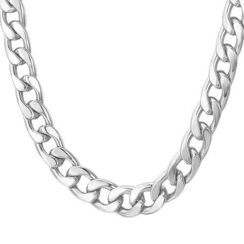 Ladies bracelets with fin charm -Stainless Steel 10mm Cuban Link Chain and Bracelet Set