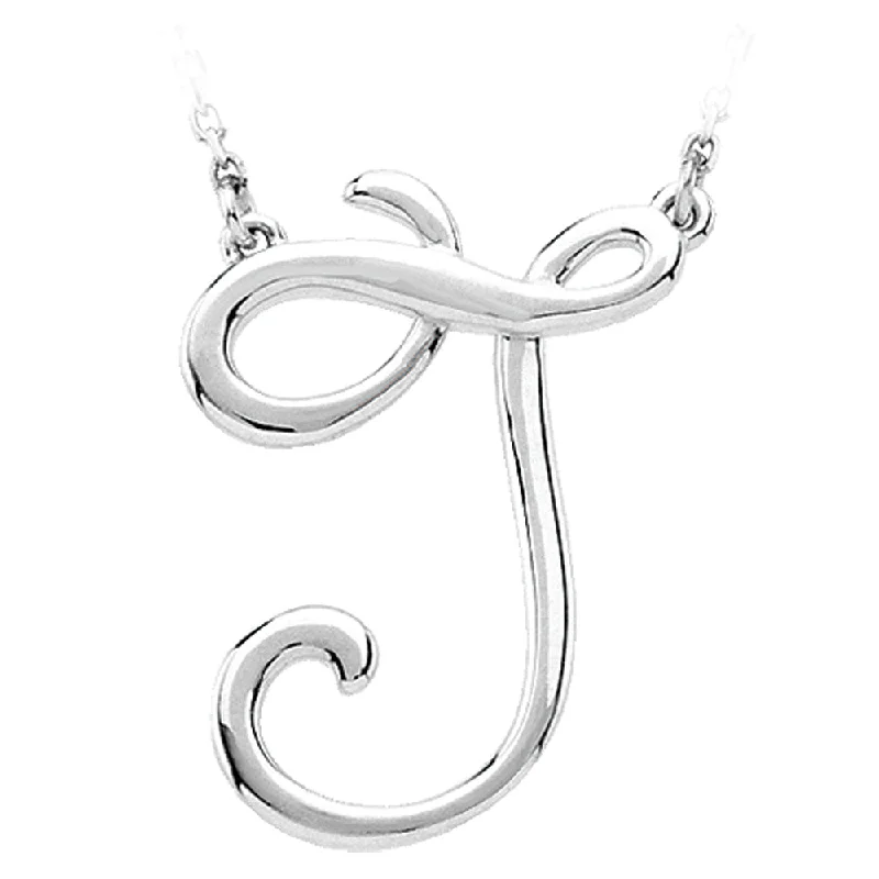 Ladies necklaces stylish charm -Sterling Silver, Olivia Collection, Medium Script Initial J Necklace