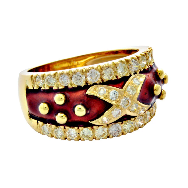 ladies-round-silver-rings-Ring-Diamond (Enamel)