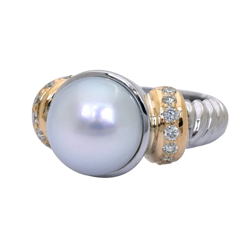 ladies-handmade-sapphire-rings-Ring- South Sea Pearl and Diamond