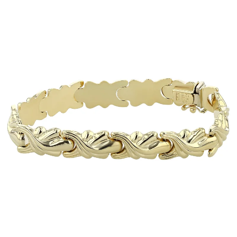 Ladies bracelets shining elegance -14K Yellow Gold 7-Inch X Link Bracelet