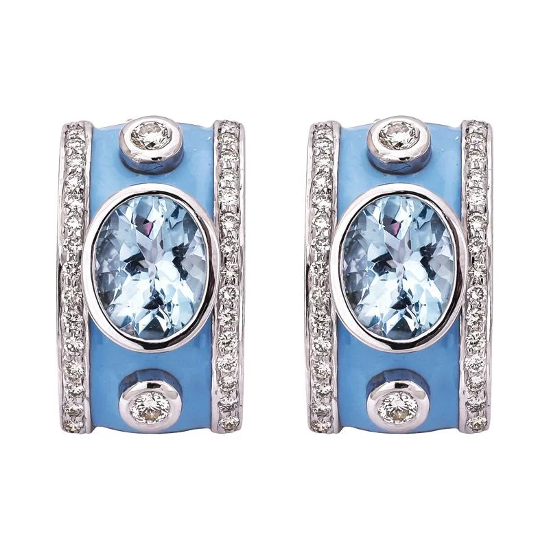 ladies-fashion-rose-gold-earrings-Earrings- Blue Topaz and Diamond (Enamel)  (256ES)