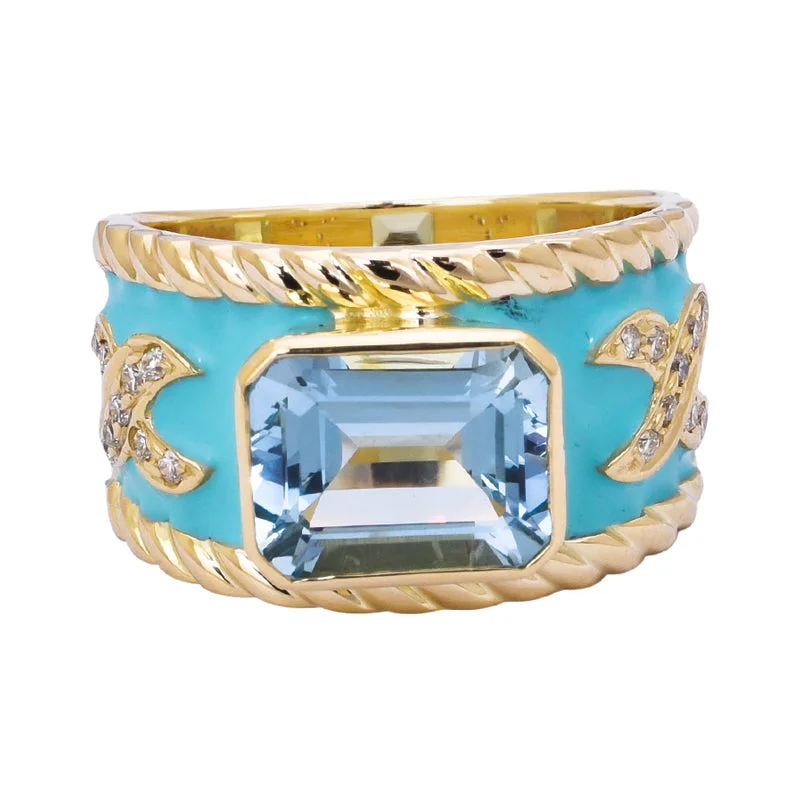 ladies-pearl-cathedral-rings-Ring- Aquamarine and Diamond (Enamel)