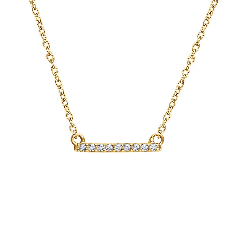 Ladies necklaces for retreat vibes -1/15 Ctw Diamond 12mm Bar Necklace in 14k Yellow Gold, 16-18 Inch