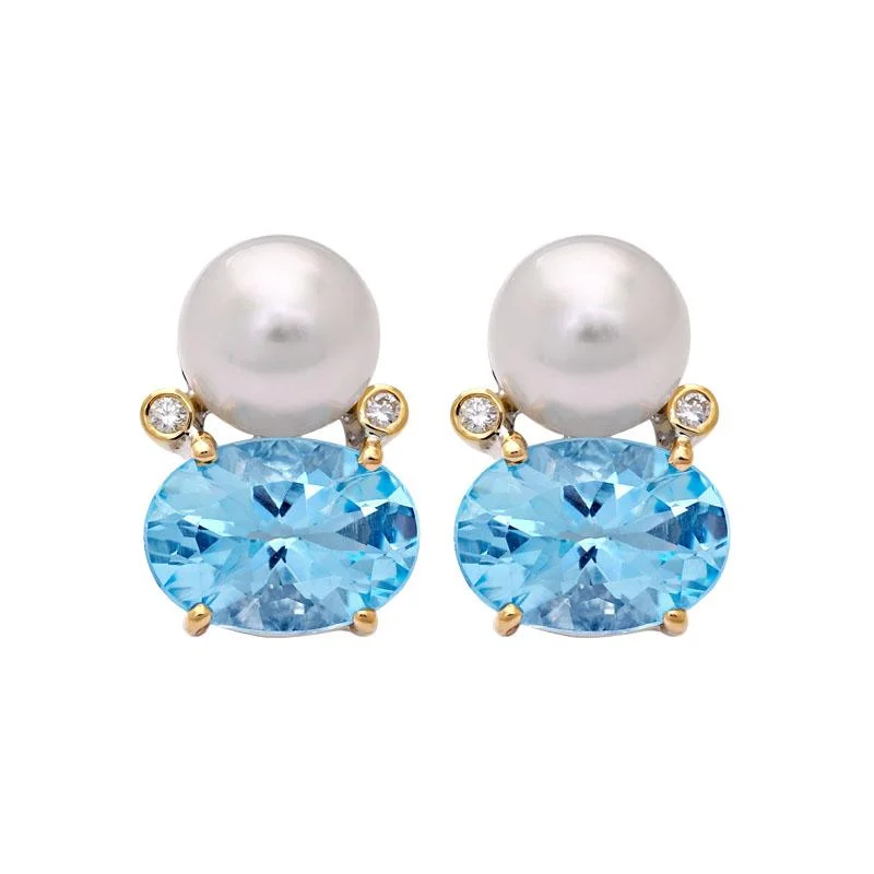 ladies-heart-chain-link-earrings-Earrings- Blue Topaz, South Sea Pearl and Diamond  (20IM)